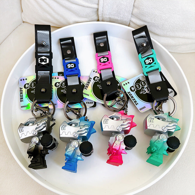 Heavy Metal Dinosaur Keychain PVC Robotic Futuristic Design 3
