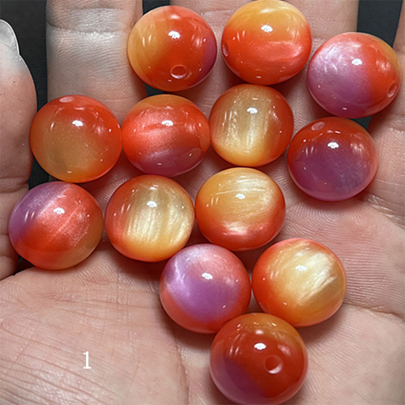 Gradient Color Resin Beads 8-16mm Round Glossy Polished 50pcs