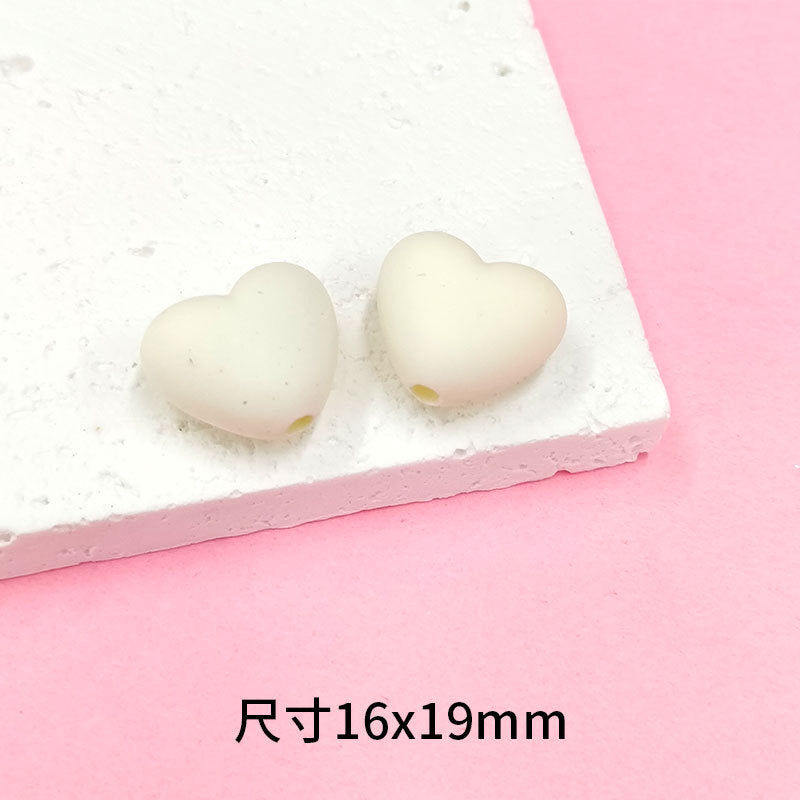 Rubberized Spray Painted Heart Acrylic Beads 16x19mm Macaron Color 50pcs 10