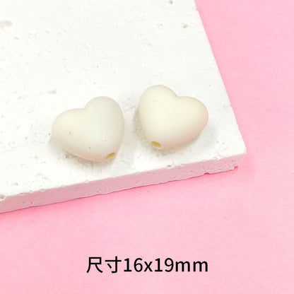 Rubberized Spray Painted Heart Acrylic Beads 16x19mm Macaron Color 50pcs 10