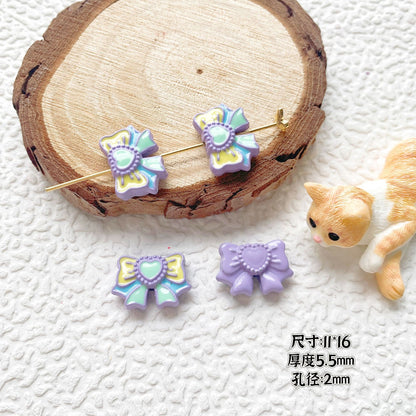 Bow Ballet Shoe Metal Beads Decorative Pastel Painted 20pcs 14