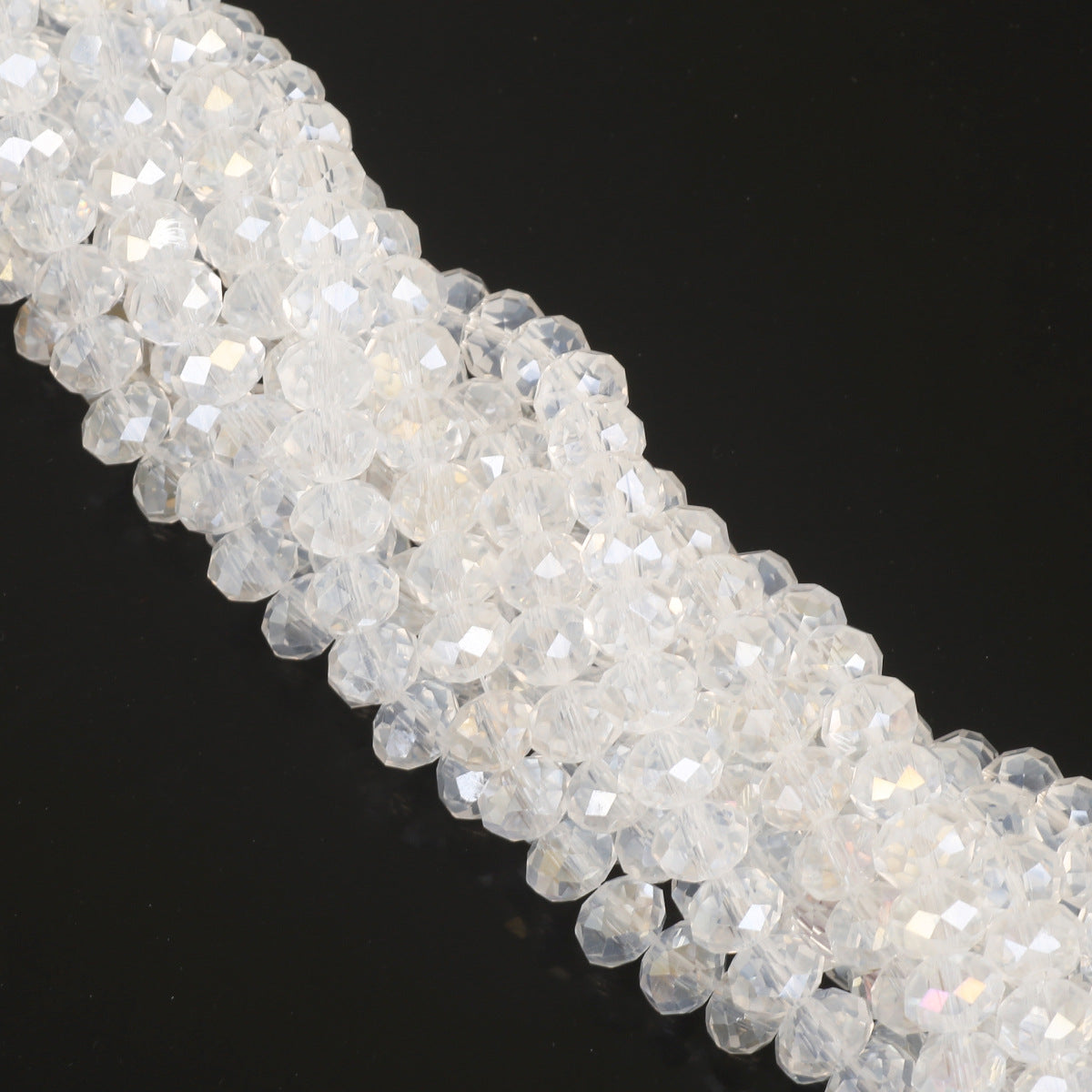 Glass Faceted Spacer Beads 8mm Iridescent Plating 17