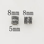 Tube Metal Beads 8mm Vintage Number 8 Patterned Antique Silver Tone 1pc 3