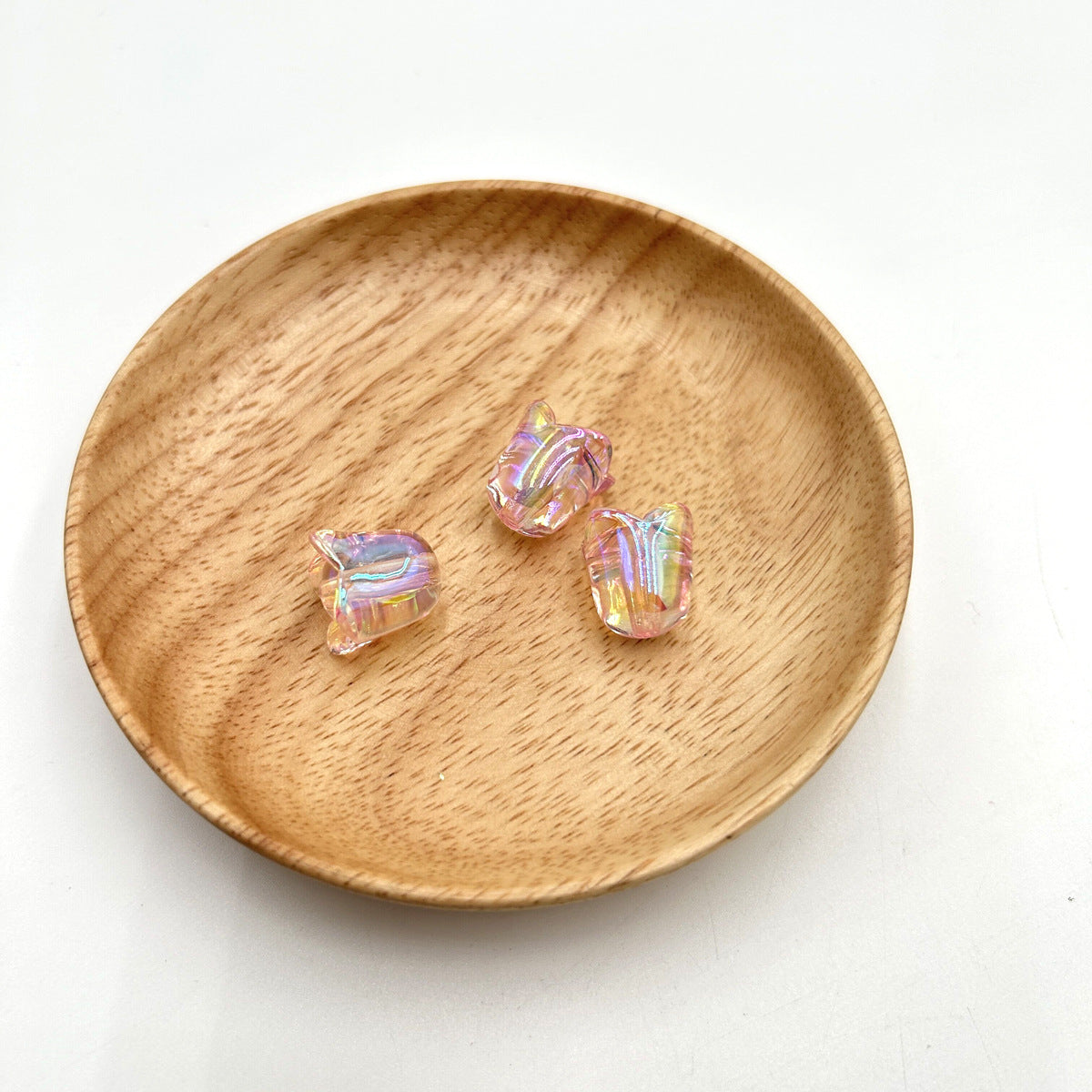 Transparent UV Plating Lily Valley Flower Acrylic Beads 14mm 10pcs 8