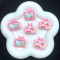Hand Painted TV Enamel Acrylic Beads 30mm Colorful Animal Faces 4pcs 6