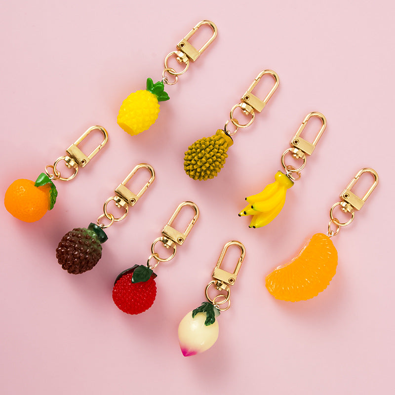 Plastic Fruit Keychain Colorful Glossy Charm Fun Summer Theme 3