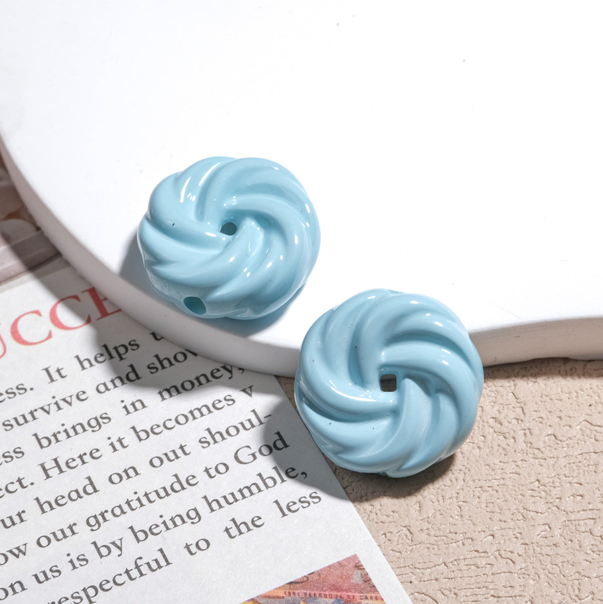 Painted Cookie Acrylic Beads 20x17x9mm Solid Color Glossy Swirl 30pcs 10