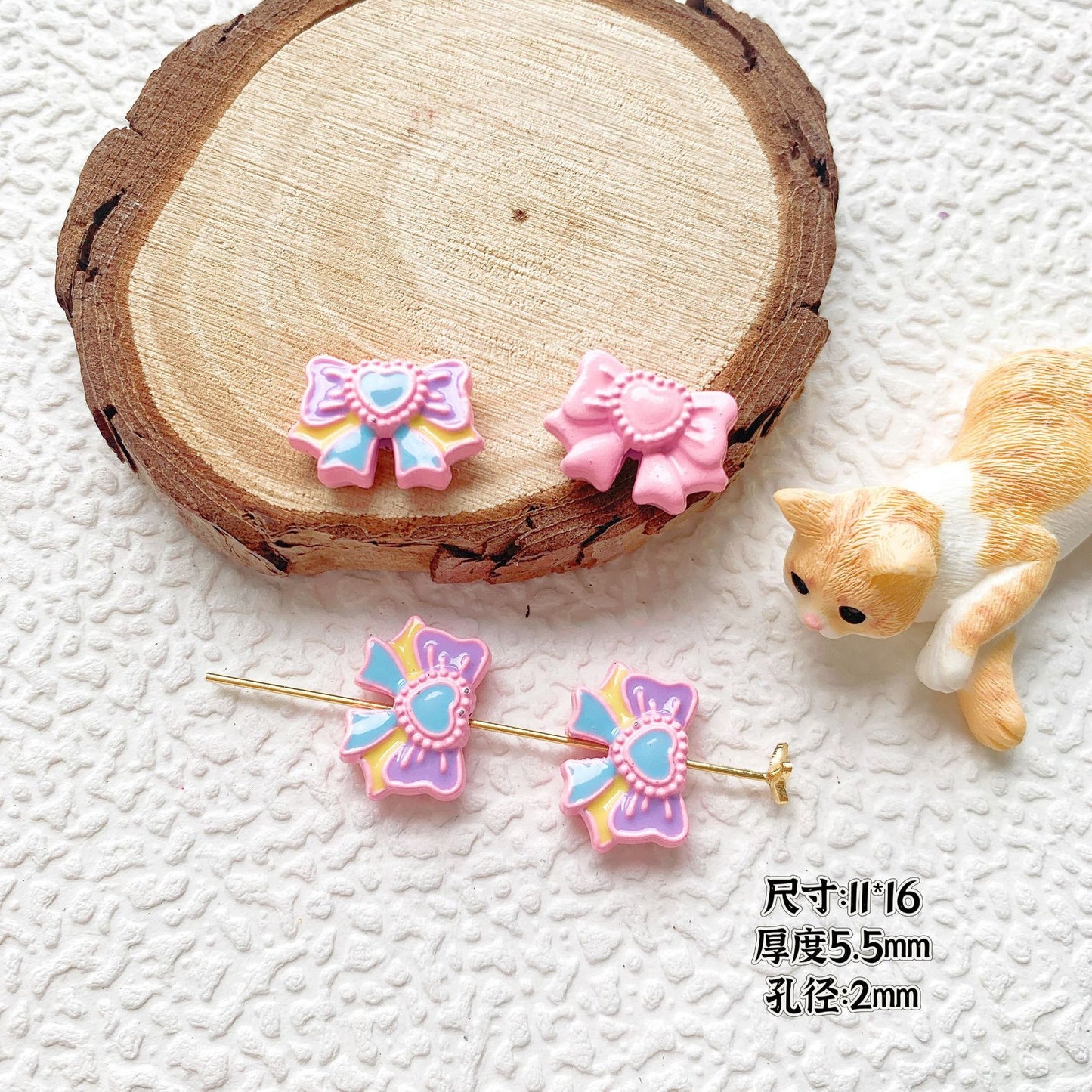 Bow Ballet Shoe Metal Beads Decorative Pastel Painted 20pcs 13