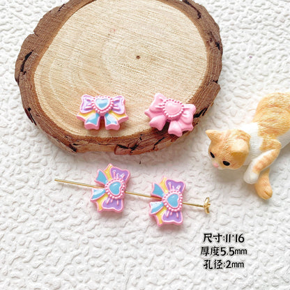 Bow Ballet Shoe Metal Beads Decorative Pastel Painted 20pcs 13