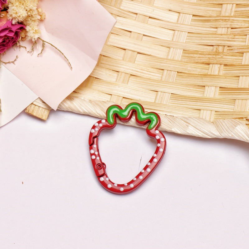 Alloy 37mm Strawberry Shaped Trigger Spring Keyrings 4pcs 20