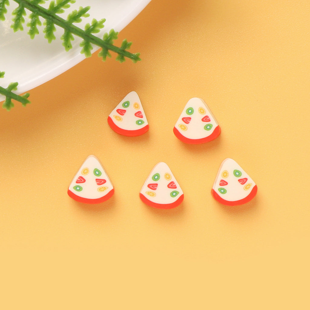 Fruit Cake Pattern Clay Beads 10mm Polymer Mixed Colors 100pcs 3