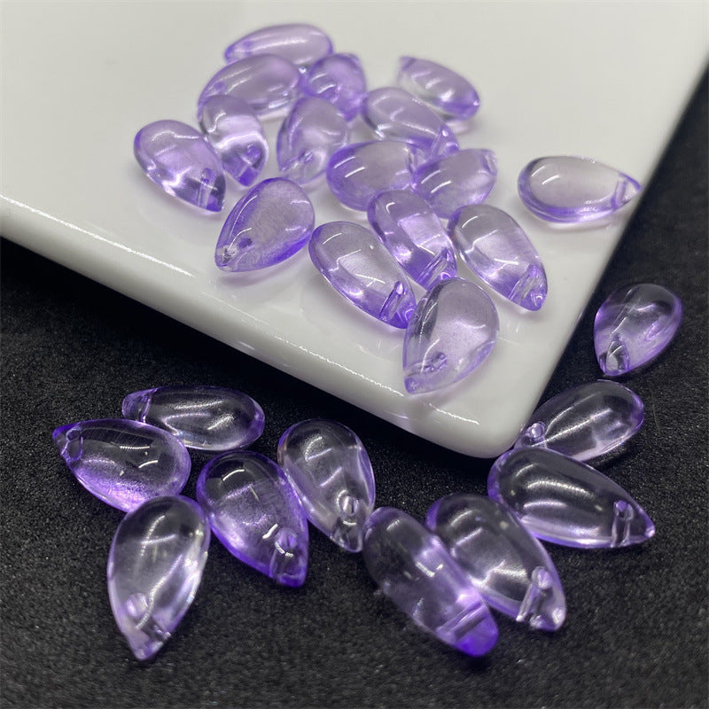 Czech Glass Beads Teardrop 8mm 14mm Glossy Purple Pink Iridescent 100pcs 27