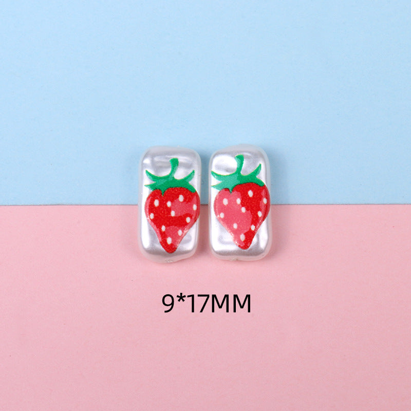 Hand Painted Cartoon Pattern Pearlized Acrylic Beads ABS Plastic 10pcs 13