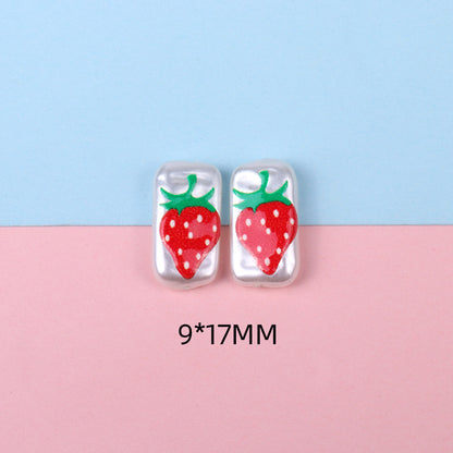 Hand Painted Cartoon Pattern Pearlized Acrylic Beads ABS Plastic 10pcs 13