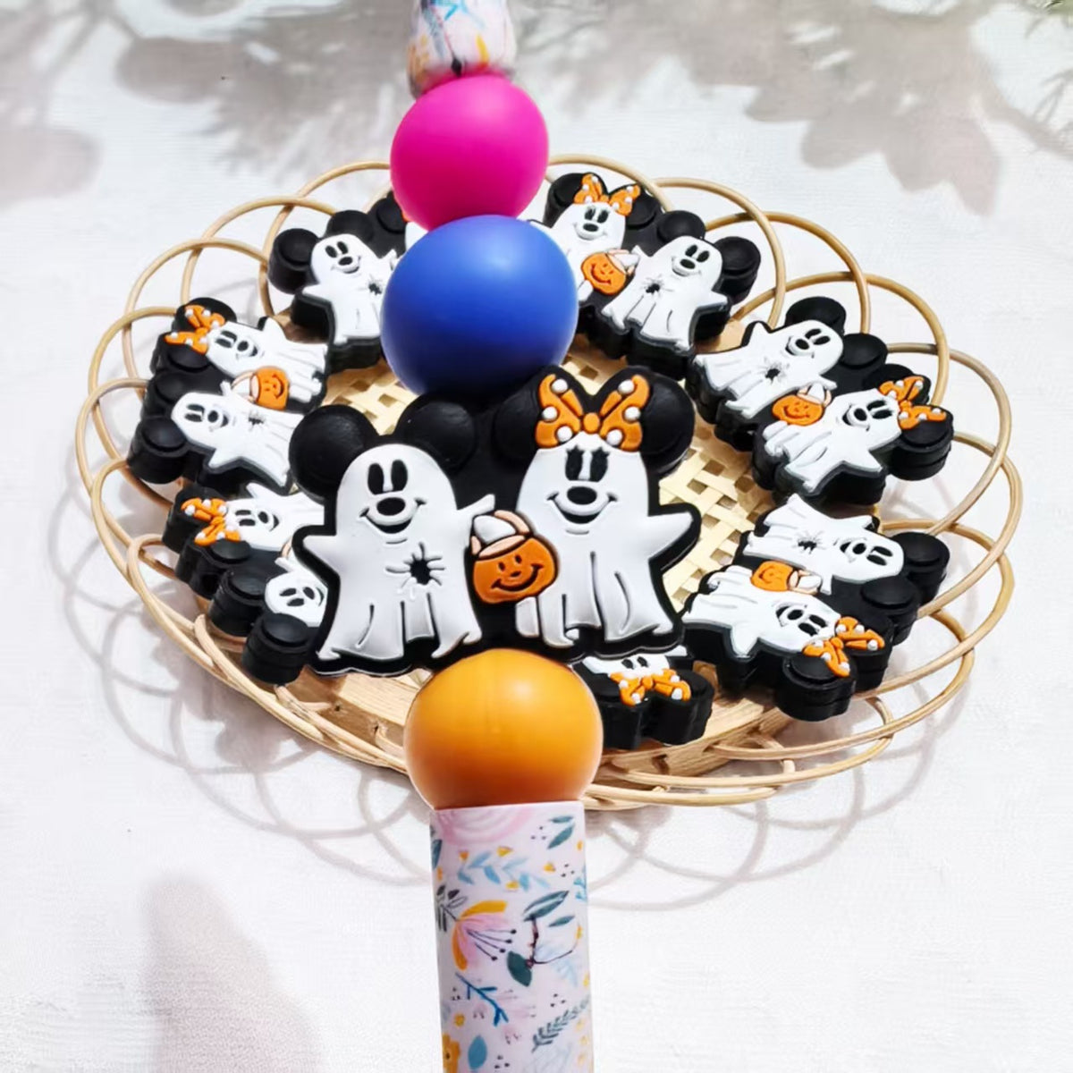 Silicone Focal Beads Ghost Mickey Minnie Halloween 20pcs