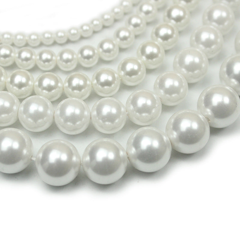Pearl Round Glass Beads 2-16mm Imitation White Lustrous 3