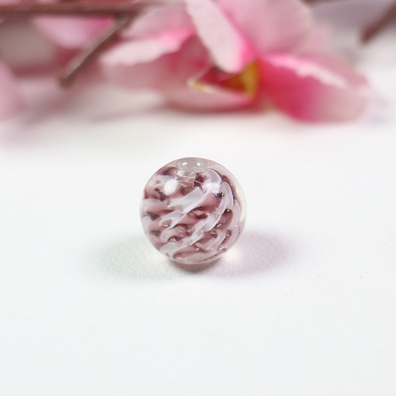 Lampwork Glass Beads Round 14mm Two-Tone Spiral Pattern 10pcs 9