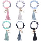 Silicone Bead LOVE Wristlet Keychain with Tassel Charm