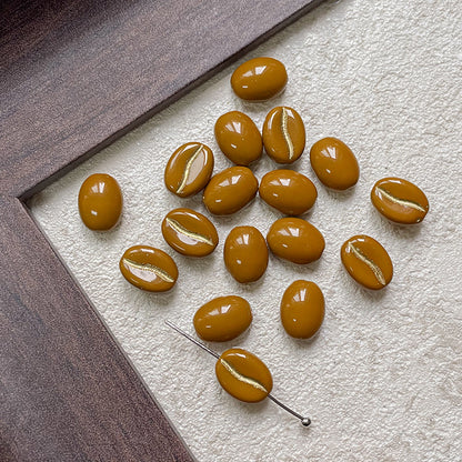 Vintage Czech Coffee Bean Lampwork Glass Beads 8x11mm 10pcs 17