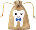 Cotton Linen Drawstring Cloth Bags Tooth Pattern 9.5x13.5cm 2pcs 5
