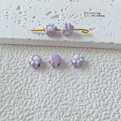Cat Paw Metal Beads 11mm Glossy Enamel Painted Alloy 10pcs 14
