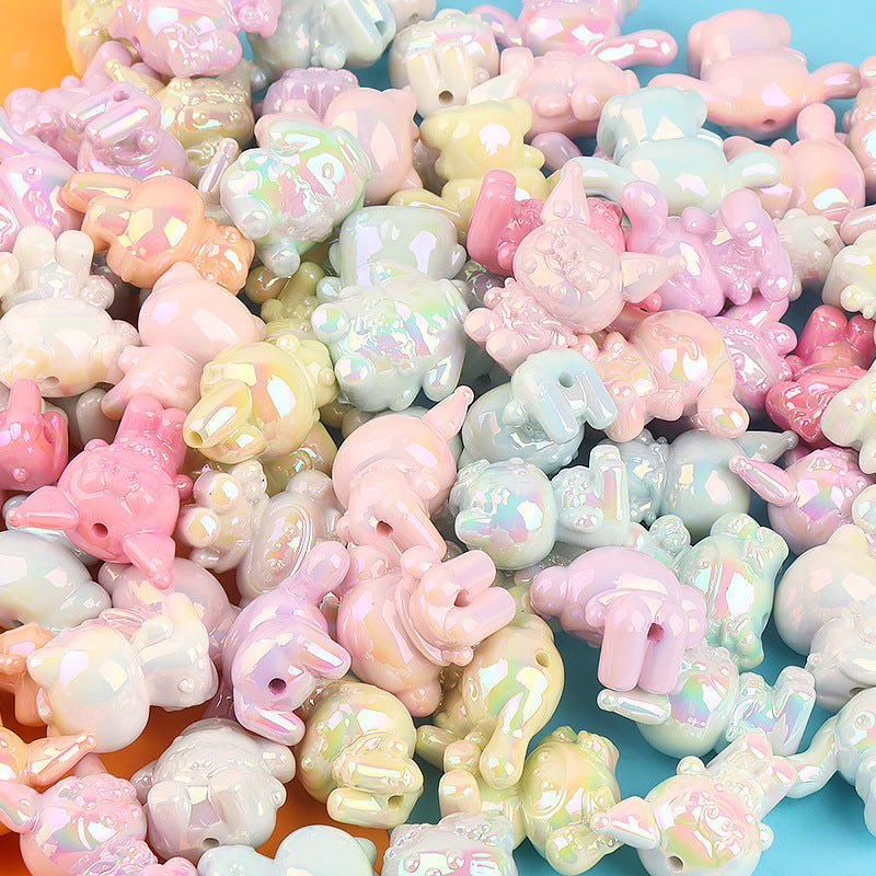 UV Plating Sanrio Series Acrylic Beads Iridescent Pastel 2pcs 4