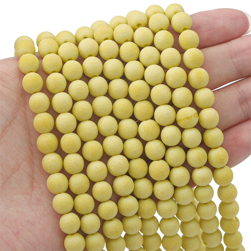 Frosted Round Glass Beads 8mm Soft Matte Pastel Colors 70pcs 13