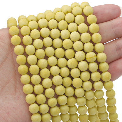 Frosted Round Glass Beads 8mm Soft Matte Pastel Colors 70pcs 13