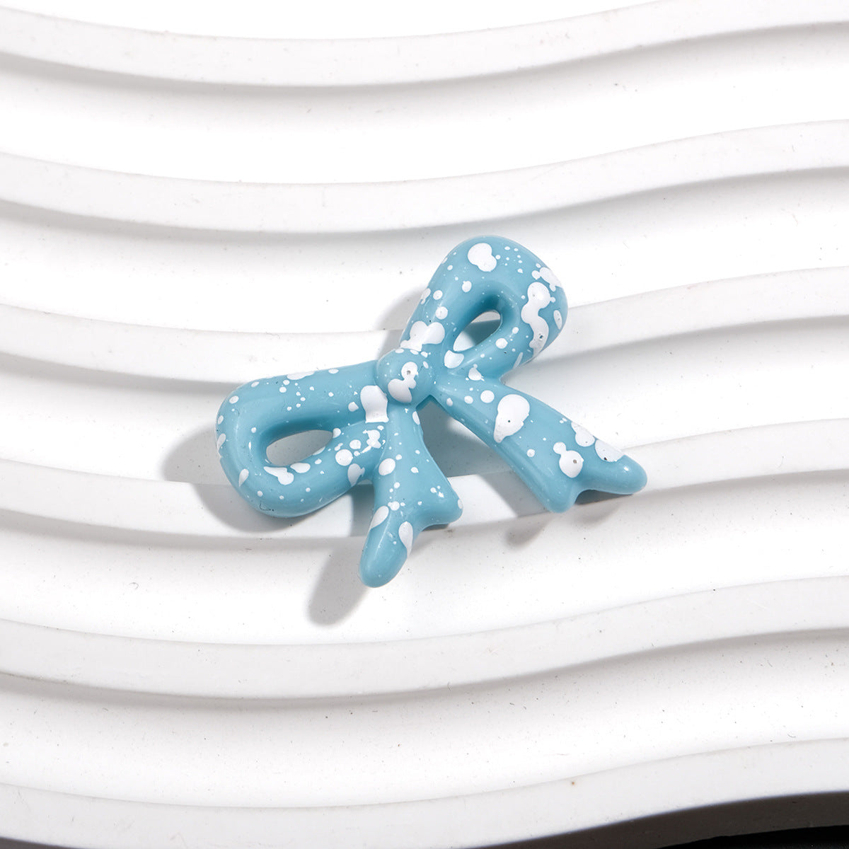 Splashed Ink Pattern Bow Acrylic Beads 29mm Colorful 20pcs 8