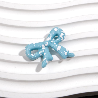 Splashed Ink Pattern Bow Acrylic Beads 29mm Colorful 20pcs 8