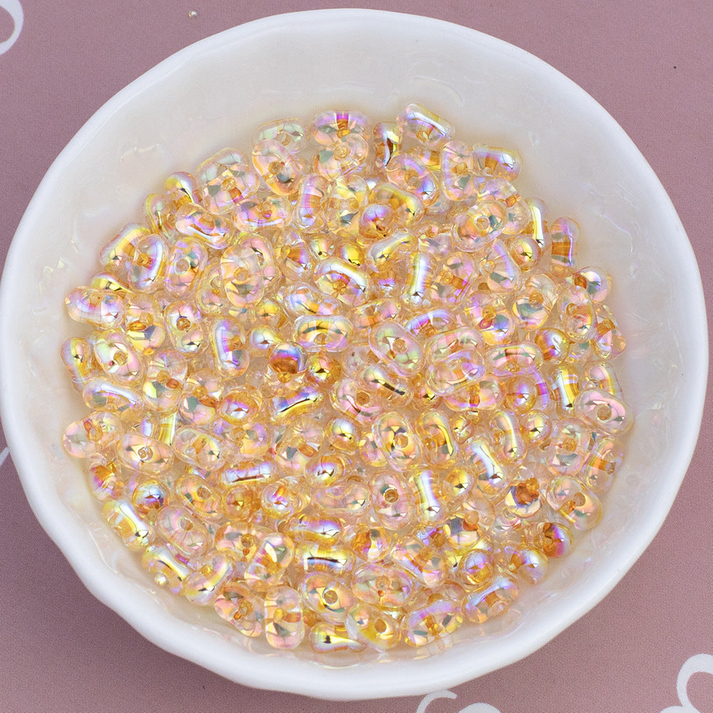 Acrylic Peanut Spacer Beads 4x6mm Transparent Plating Filled 50pcs 4