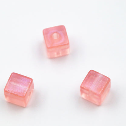 Glitter Square Acrylic Beads 12mm Transparent Pastel 20pcs 9