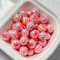 UV Plating Striped Resin Beads 11mm Glossy Round 20pcs 12