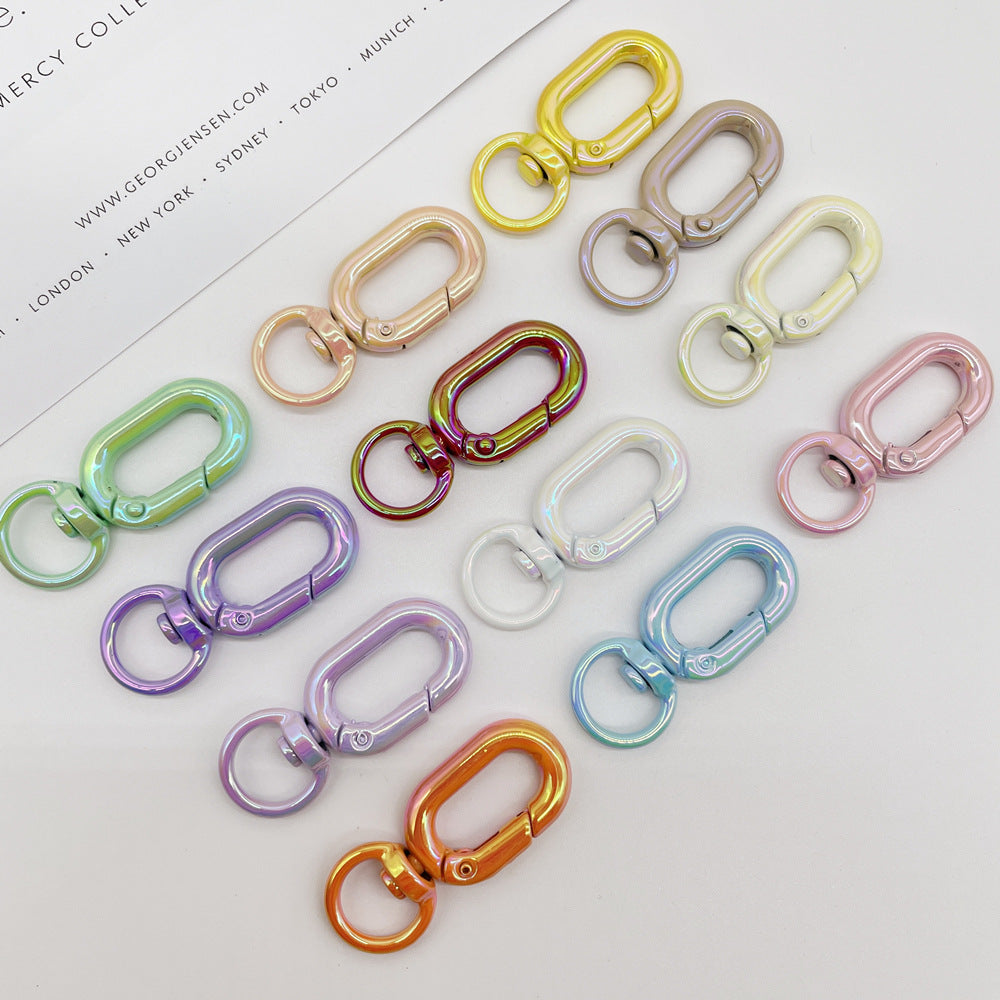 Colorful Zinc Alloy O Shaped Swivel Buckle Keychain Clasps 38mm 5pcs 6