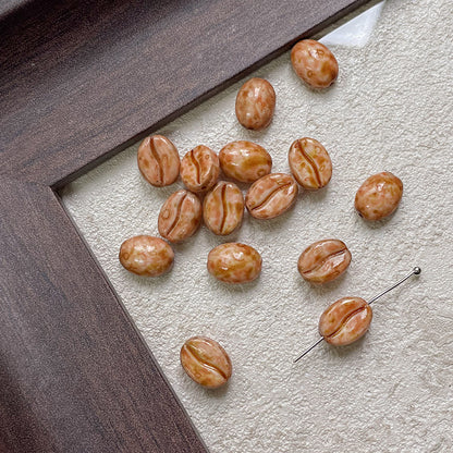 Vintage Czech Coffee Bean Lampwork Glass Beads 8x11mm 10pcs 19