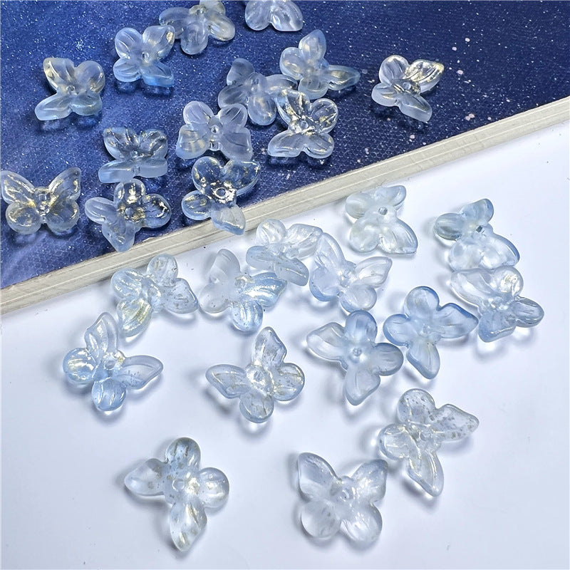 Czech Glass Beads Butterfly 11mm Translucent Purple Blue Pink 50pcs 15