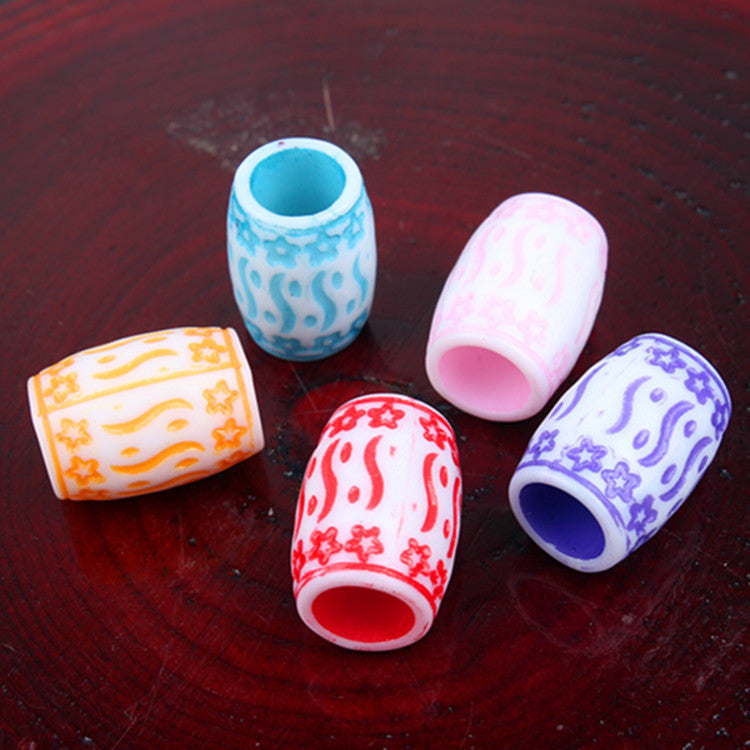 Oval Acrylic Beads Imitation Wood Pattern Orange Tribal 100pcs 3