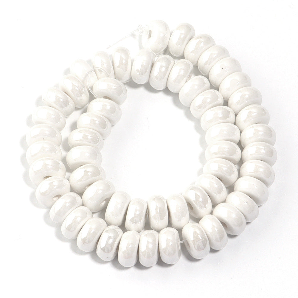 Ceramic Flat Round Spacer Beads 9mm Colored Abacus 55pcs 14