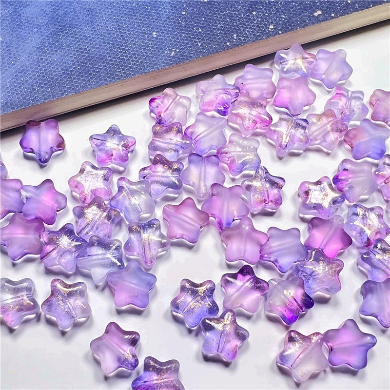 Small Star Czech Glass Beads 8mm Translucent Gold Flecked 50pcs 5