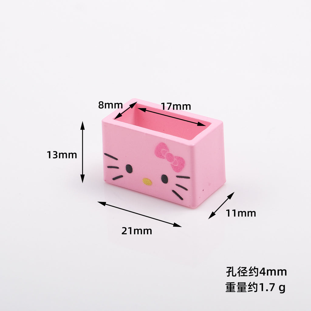 Painted Square Acrylic Beads 21mm Pink Hello Kitty 20pcs 2