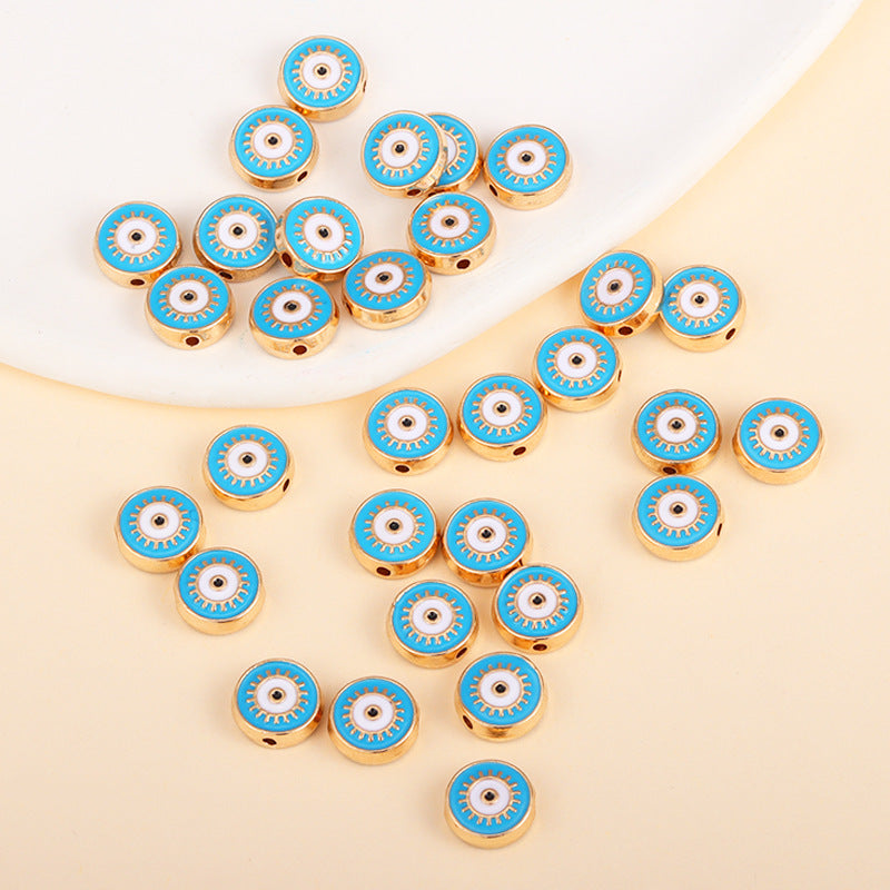 Irregular Shaped Metal Beads Double-Sided Enamel Evil Eye 20pcs 33