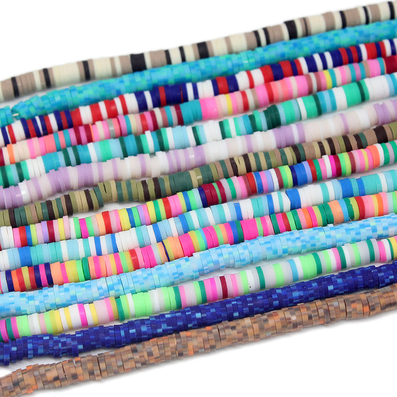 Flat Clay Beads 6mm Colorful Polymer Spacer Disc 10strands 3