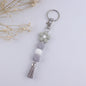 Flower Silicone Bead Keychain Colorful Floral Tassel Charm 12
