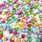 Heart Metal Beads 6mm Puffy Glossy Pastel Colors 50pcs