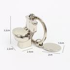 Mini Toilet Keychain Zinc Alloy Metal Silver Hinged Lid 2