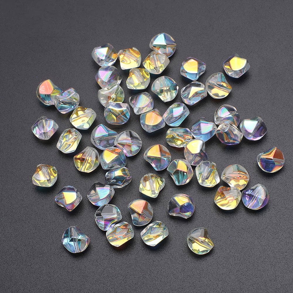 Faceted Four Sided Glass Beads 8mm Electroplated Colorful 50pcs 15