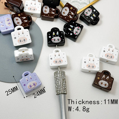 Printed Handbag Acrylic Beads 25mm Whimsical Face Star Design 50pcs 2