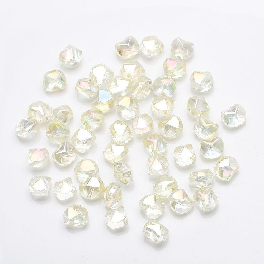 Faceted Four Sided Glass Beads 8mm Electroplated Colorful 50pcs 14
