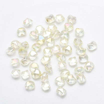 Faceted Four Sided Glass Beads 8mm Electroplated Colorful 50pcs 14