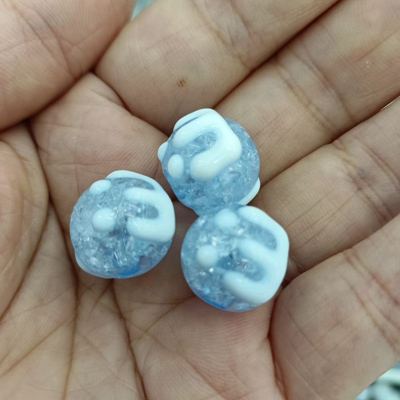 Hand Painted Round Acrylic Beads 16mm Crackle Texture 100pcs 10